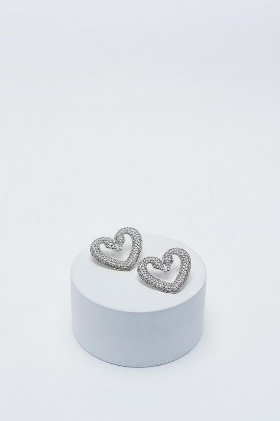 NastyGal Embellished Diamante Swan Heart Earrings 3