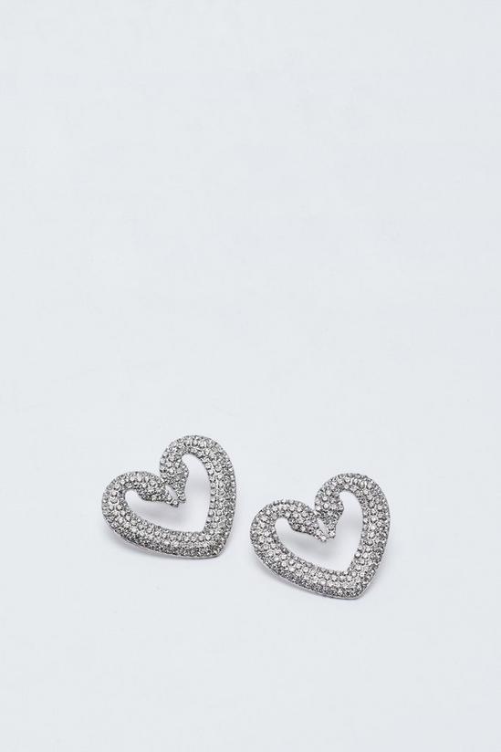 NastyGal Embellished Diamante Swan Heart Earrings 4