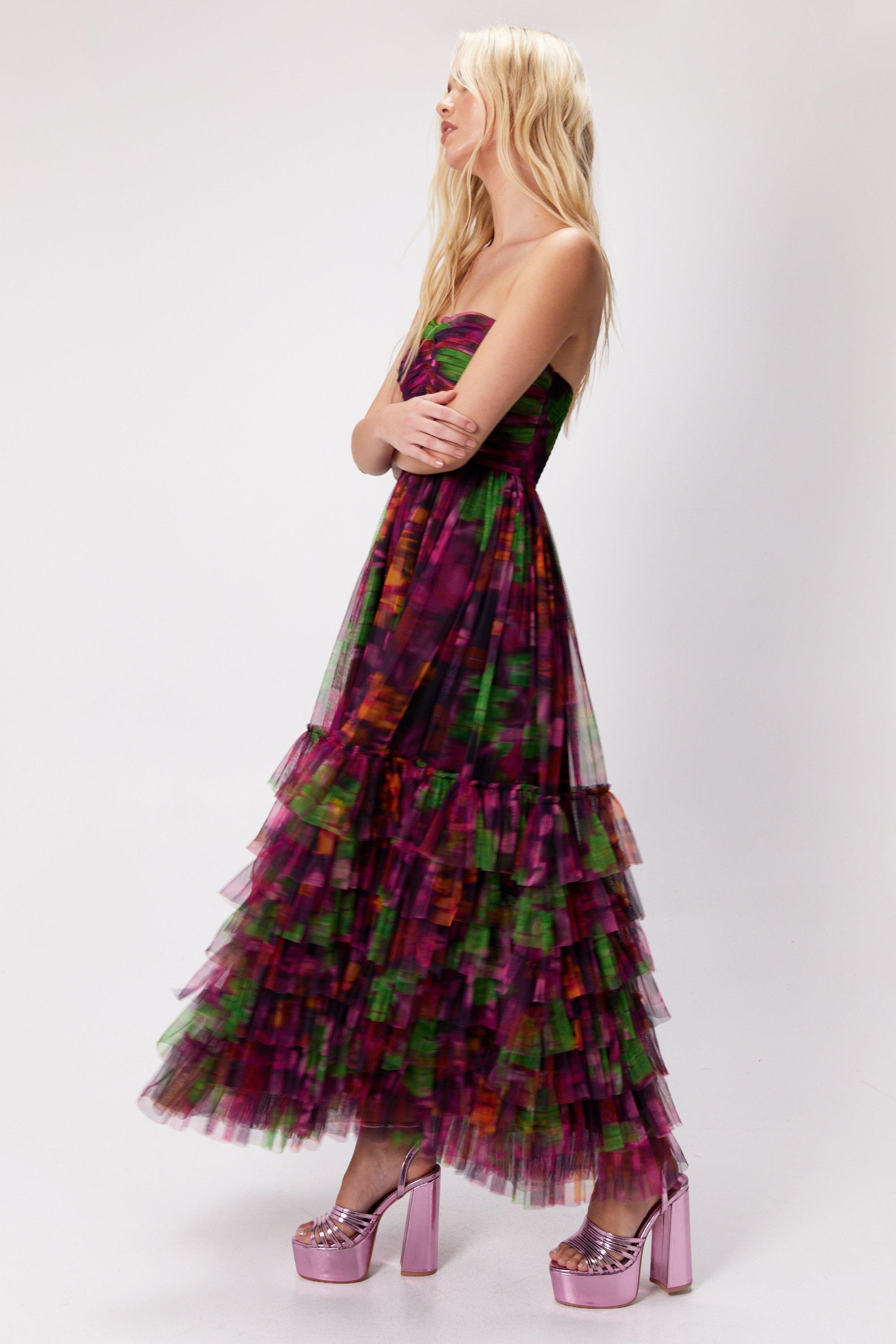 Floral tulle hotsell maxi dress