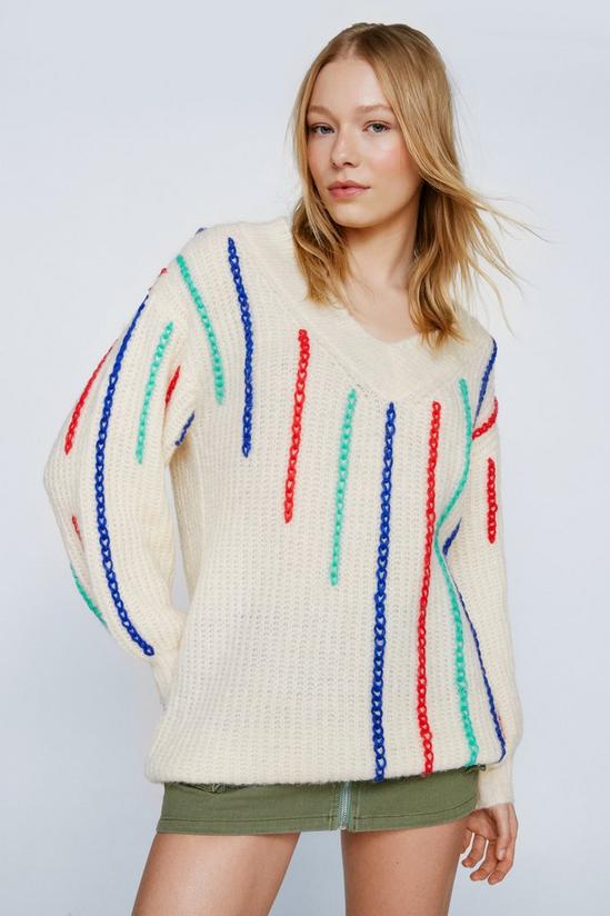 NastyGal Ribbed Multicolor Knit Sweater 2