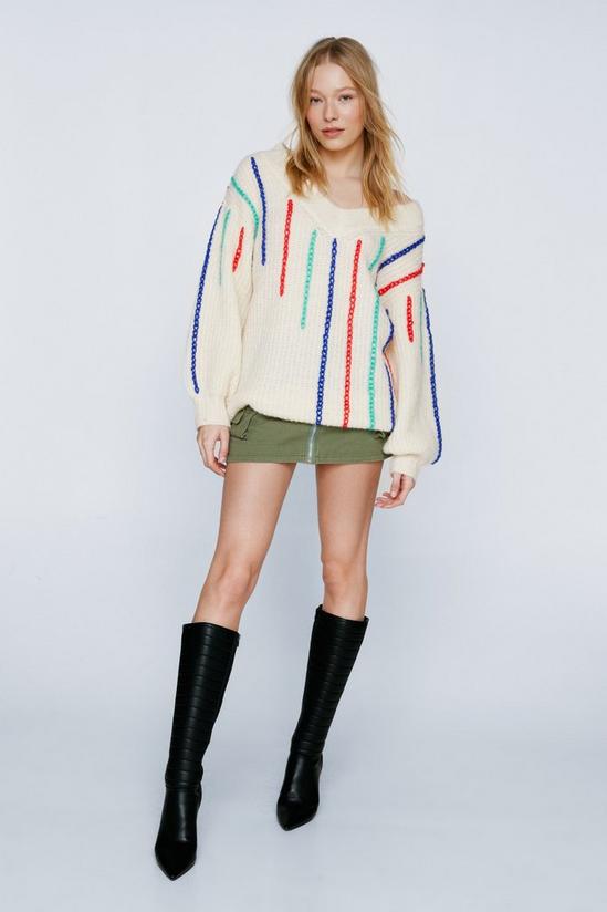 NastyGal Ribbed Multicolor Knit Sweater 3