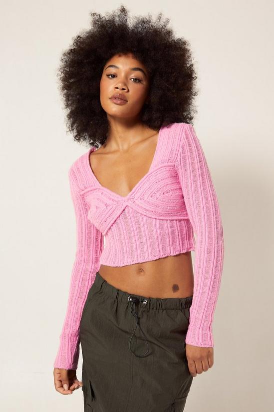 NastyGal Ribbed Corset Detail Knitted Top 3