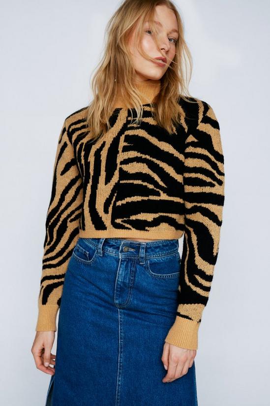 NastyGal Lounge Animal High Neck Knitted Jumper 1