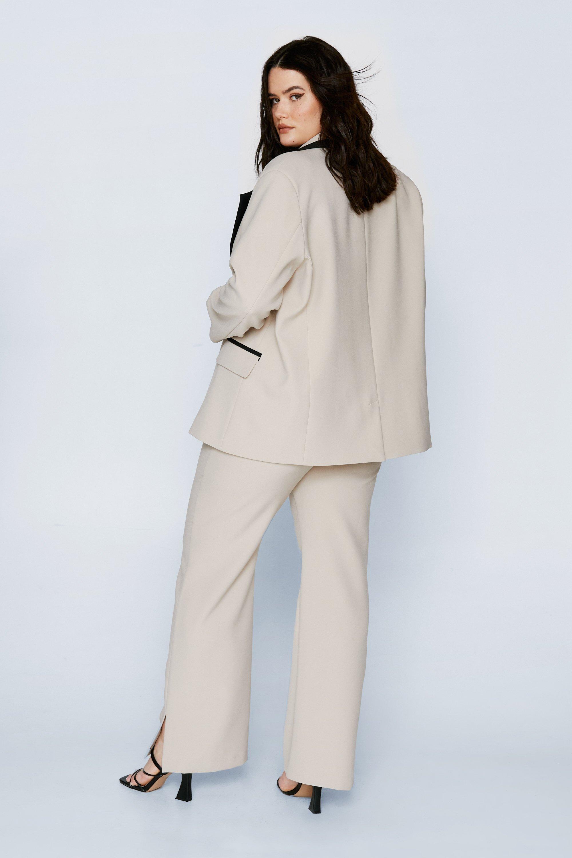 Plus size top cream pantsuit