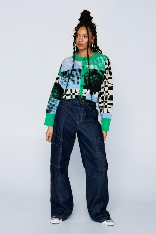 NastyGal Graphic Plaid Knitted Cardigan 2