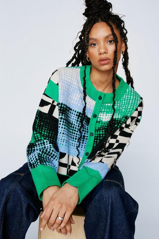 NastyGal Graphic Plaid Knitted Cardigan 3
