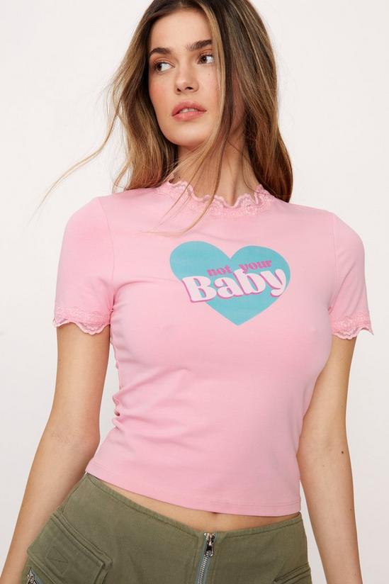NastyGal Not Your Baby Lace Trim T-shirt 2