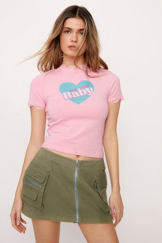 NastyGal Not Your Baby Lace Trim T-shirt 3