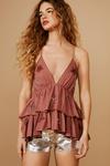NastyGal Embroidered Sequin Frill Tie Back Cami Top thumbnail 4