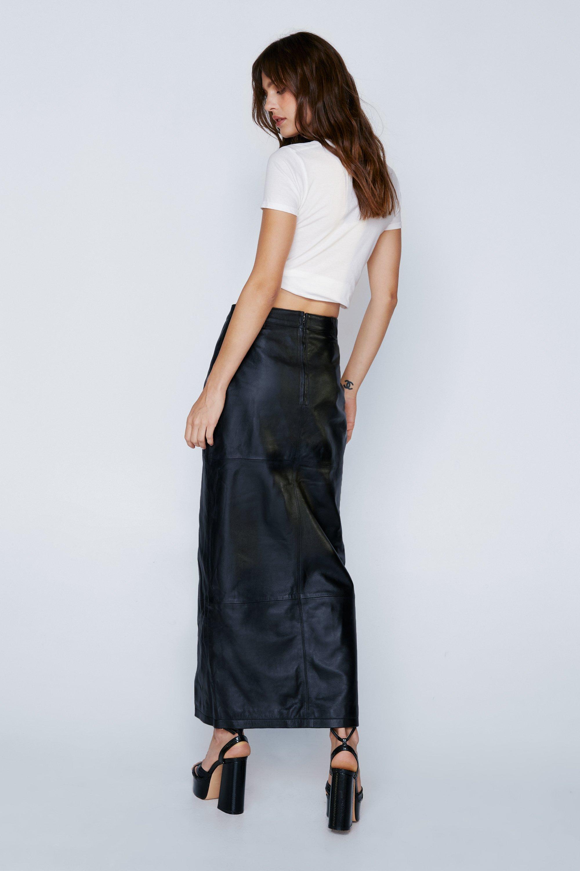 Long leather maxi clearance skirt