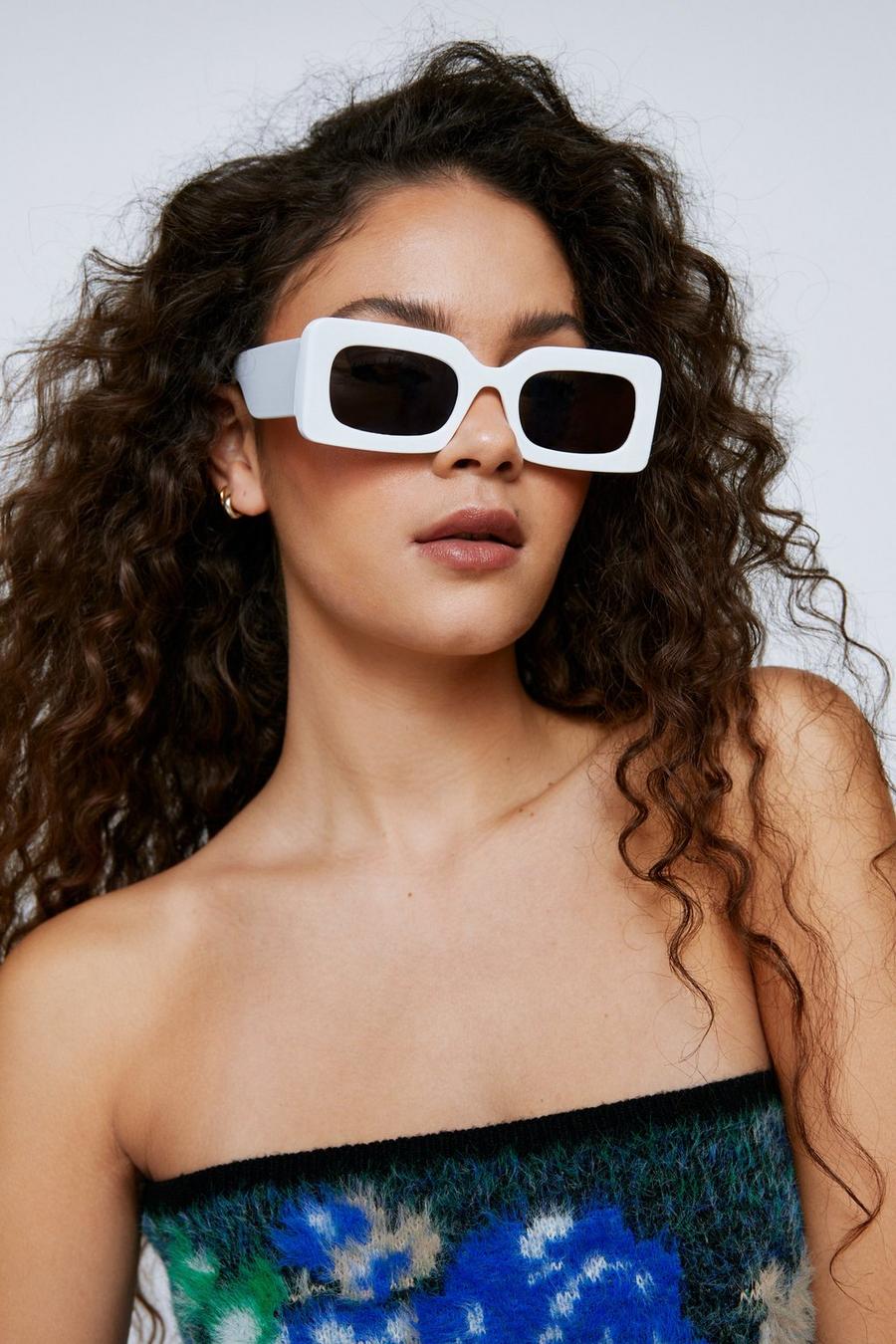 White Square Thich Frame Sunglasses