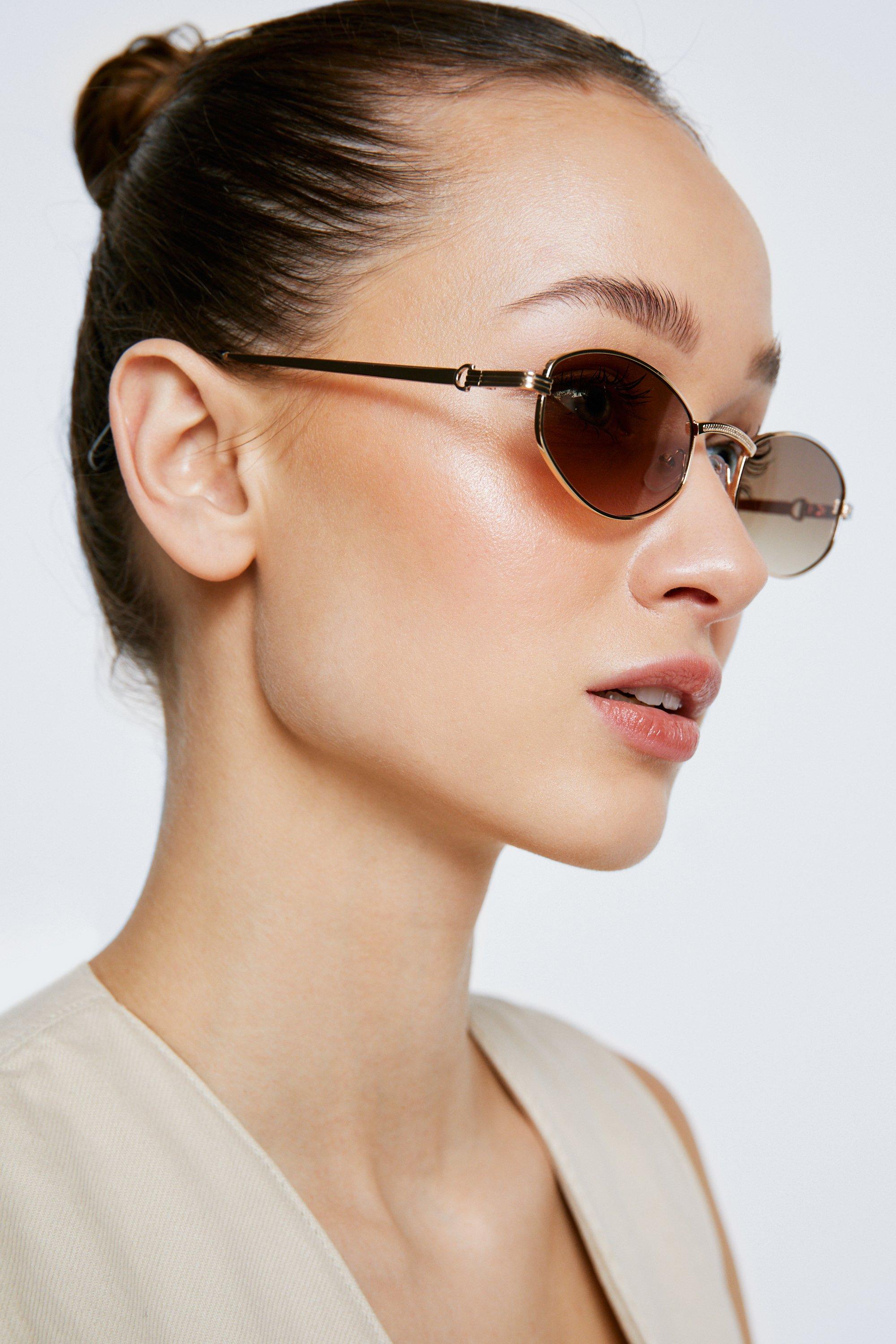 Small Oval Retro Sunglasses Boohoo UK