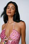 NastyGal Patchwork Floral Ruched Cut Out Coin Trim Swimsuit thumbnail 4
