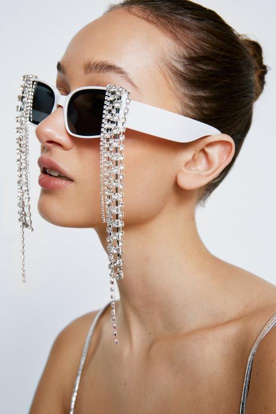 NastyGal Drop Diamante Rectangle Sunglasses 2