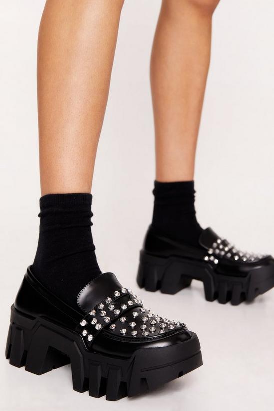 NastyGal Faux Leather Stud Chunky Loafers 1