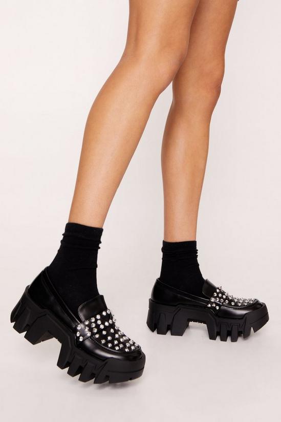NastyGal Faux Leather Stud Chunky Loafers 2