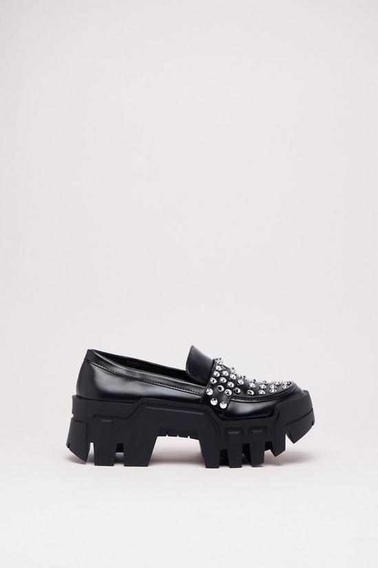 NastyGal Faux Leather Stud Chunky Loafers 3
