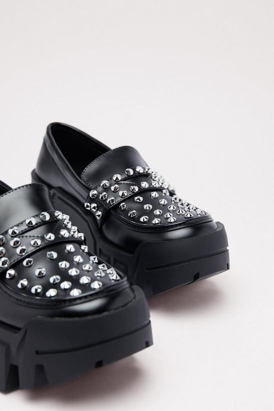 NastyGal Faux Leather Stud Chunky Loafers 4