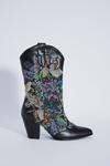 NastyGal Faux Leather Floral Embroidered Cowboy Boots thumbnail 3