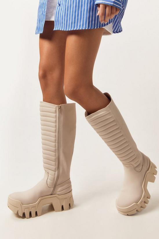 NastyGal Faux Leather Chunky Knee High Boots 2
