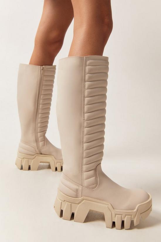 NastyGal Faux Leather Chunky Knee High Boots 3