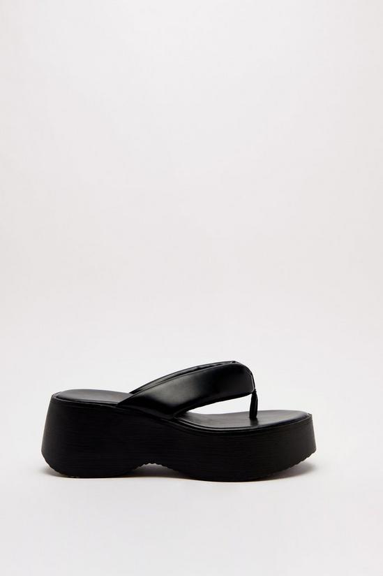 NastyGal Faux Leather Platform Flip Flop Sandals 3