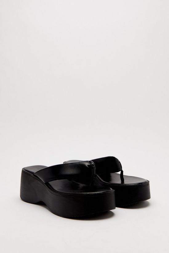 NastyGal Faux Leather Platform Flip Flop Sandals 4