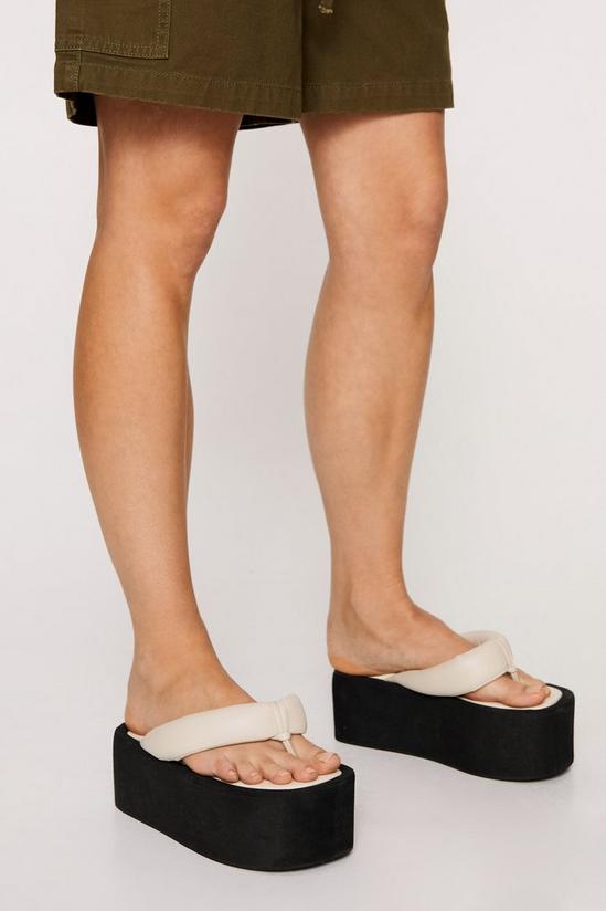 NastyGal Faux Leather Platform Flip Flop Sandals 3