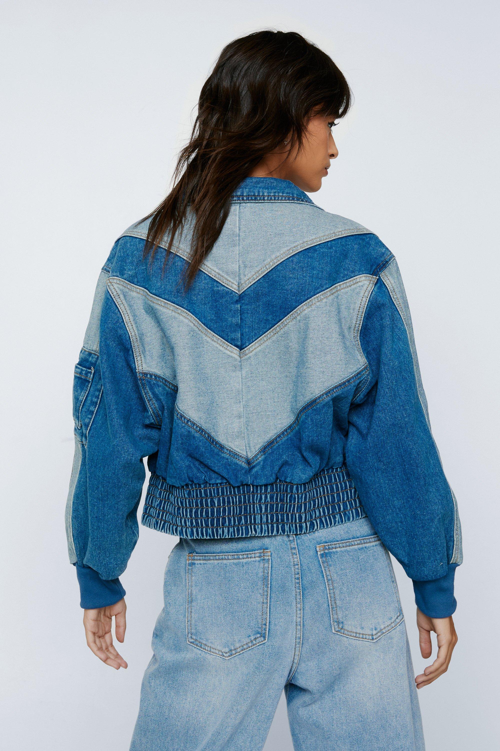 Denim color block store jacket