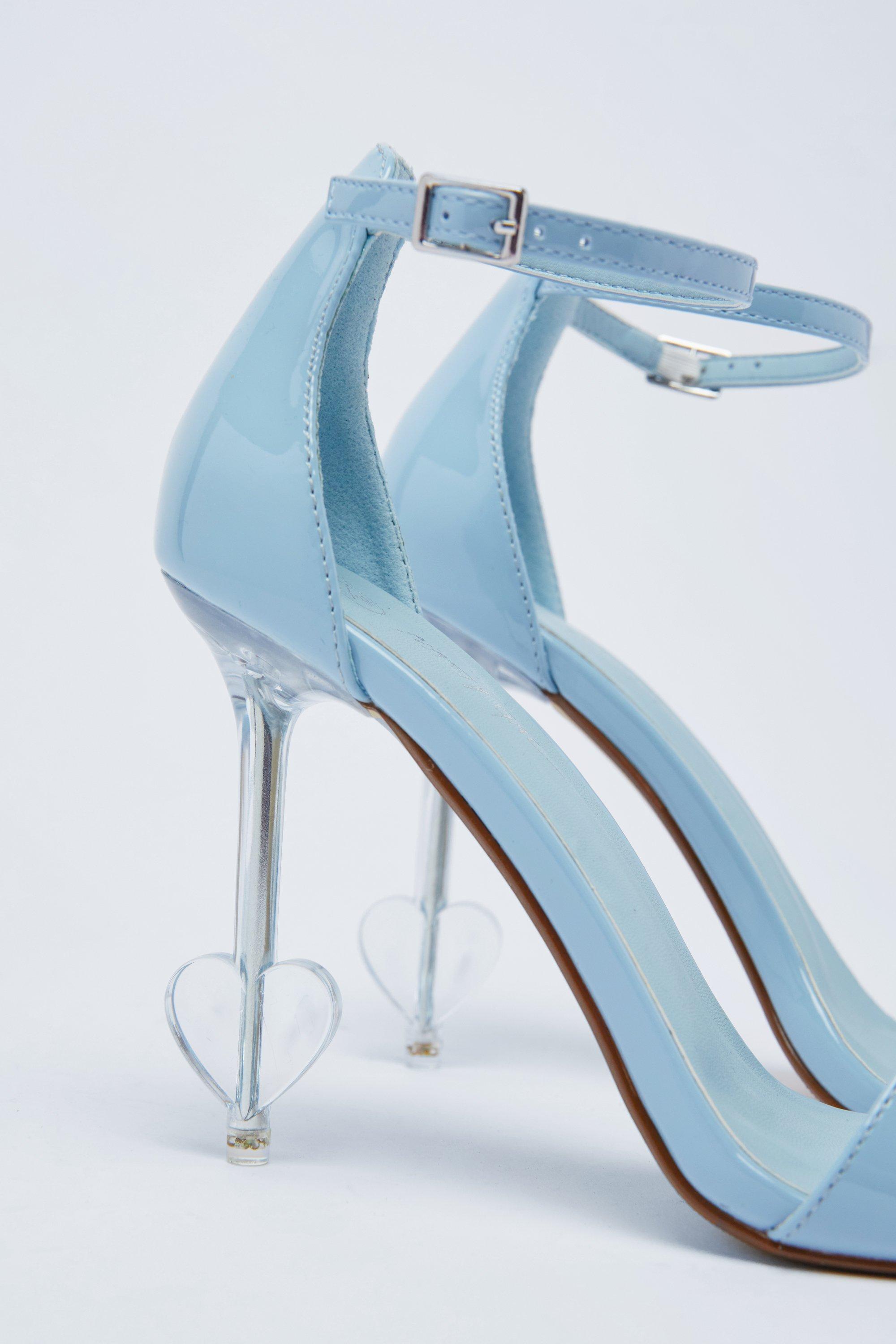 Blue and clear store heels