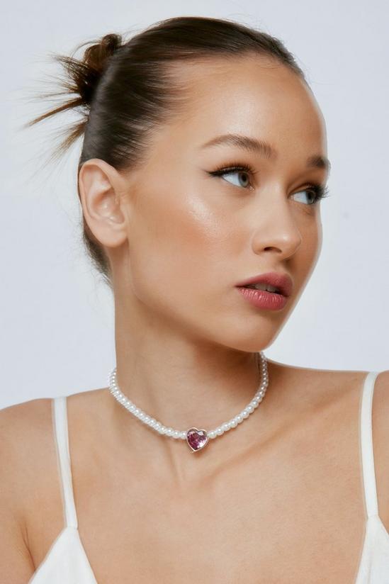 NastyGal Jewel Heart Pearl Necklace 1