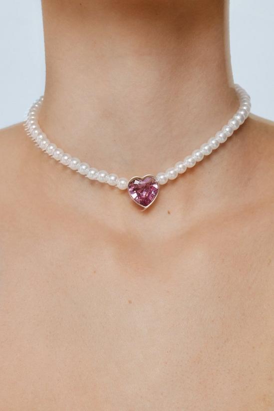 NastyGal Jewel Heart Pearl Necklace 2