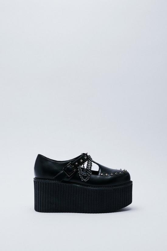 NastyGal Faux Leather Platform Chain & Stud Creeper Shoes 3