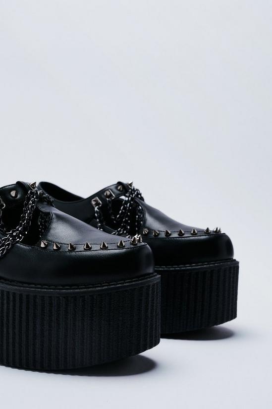 NastyGal Faux Leather Platform Chain & Stud Creeper Shoes 4
