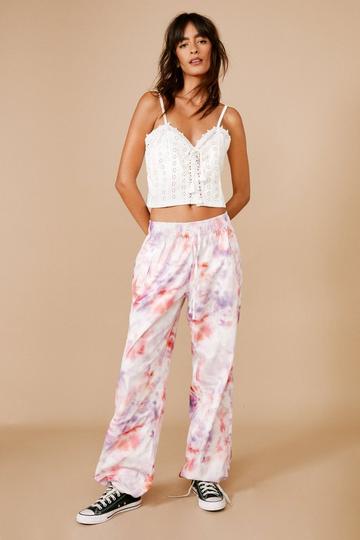 Pink Tie Dye Print Cargo Pants