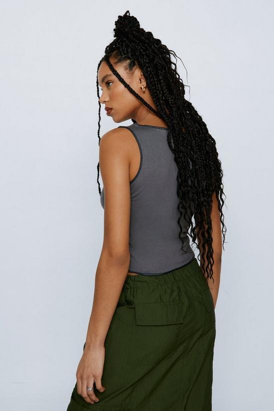 NastyGal Lace Up Contrast Stitch Graphic Tank Top 4