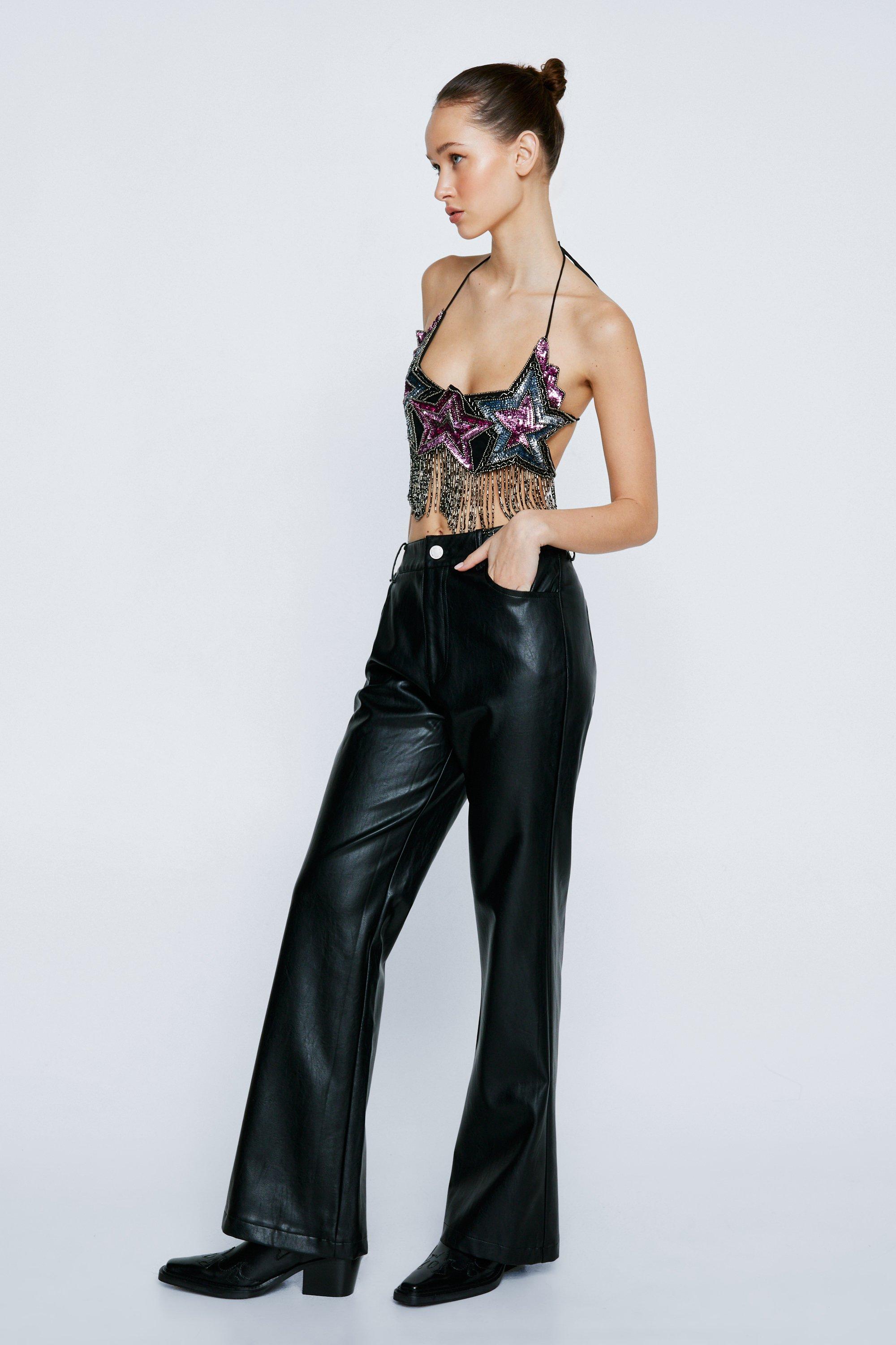 Petite faux leather store pants