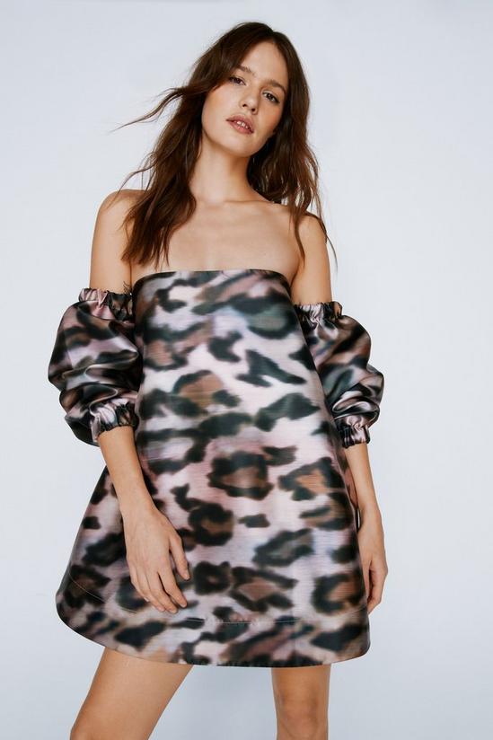 NastyGal Leopard Print Bardot Structured Mini Dress 1