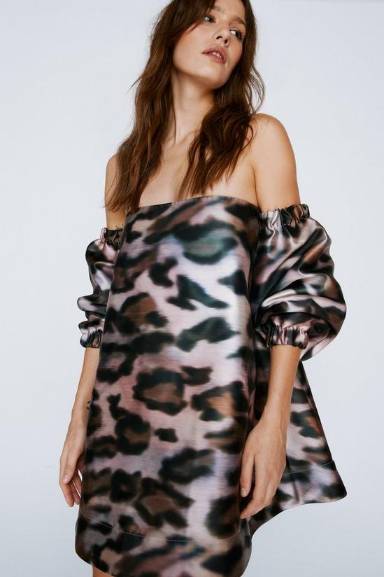 NastyGal Leopard Print Bardot Structured Mini Dress 3