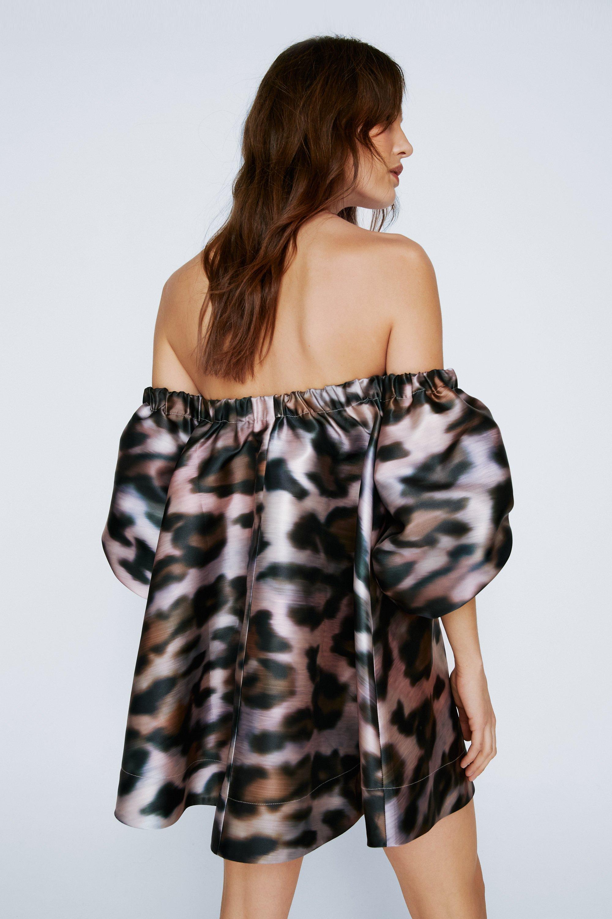 Animal print bardot store dress