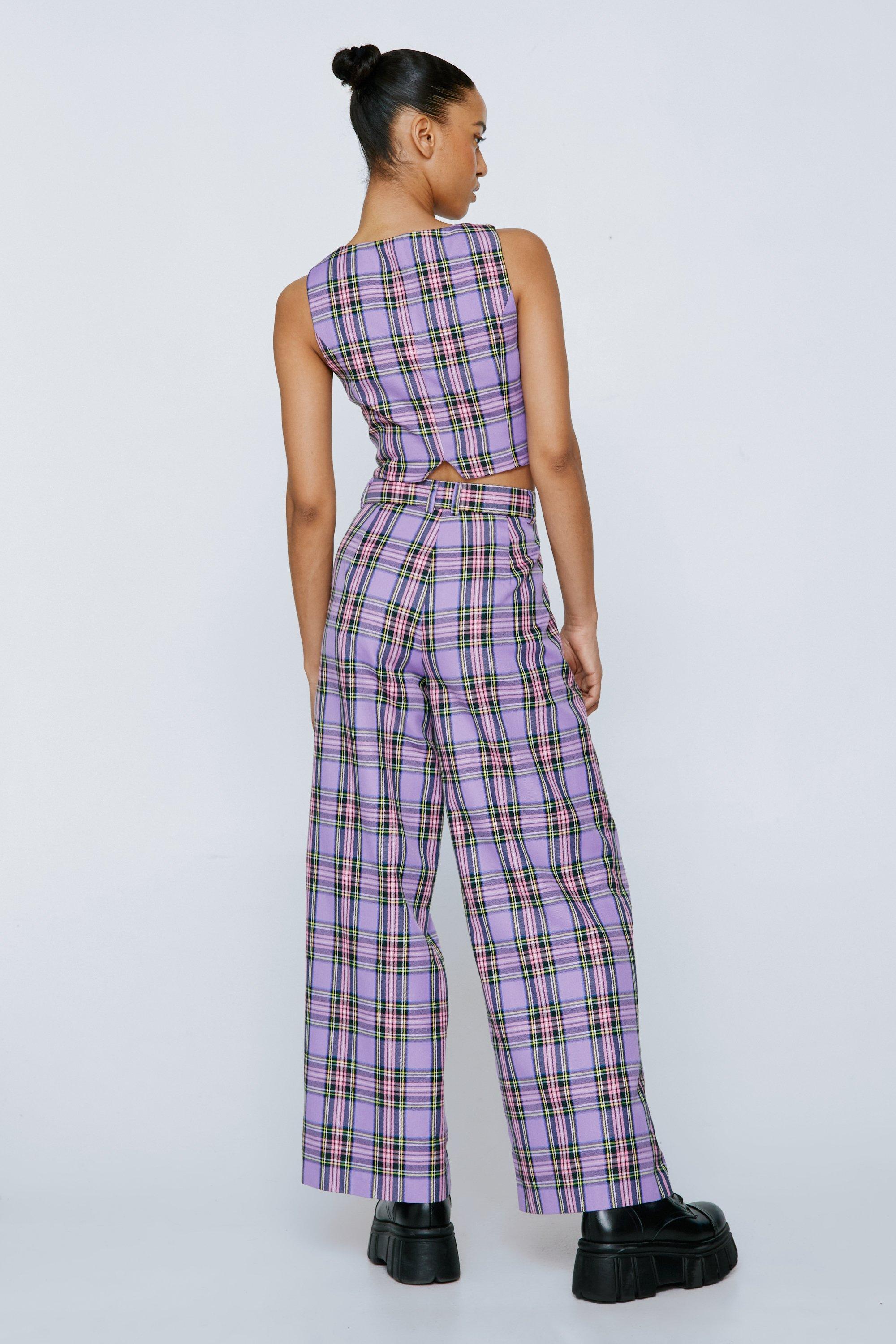 Pink and hot sale purple plaid pants