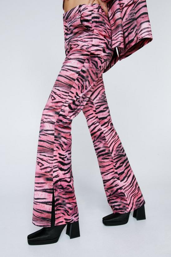 NastyGal Premium Velvet Zebra Flared Pants 3