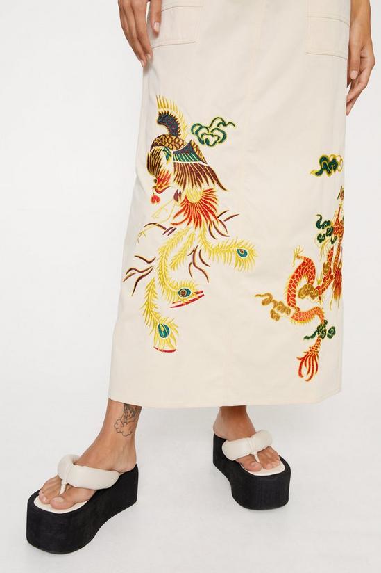 NastyGal Embroidered Twill Maxi Skirt 2
