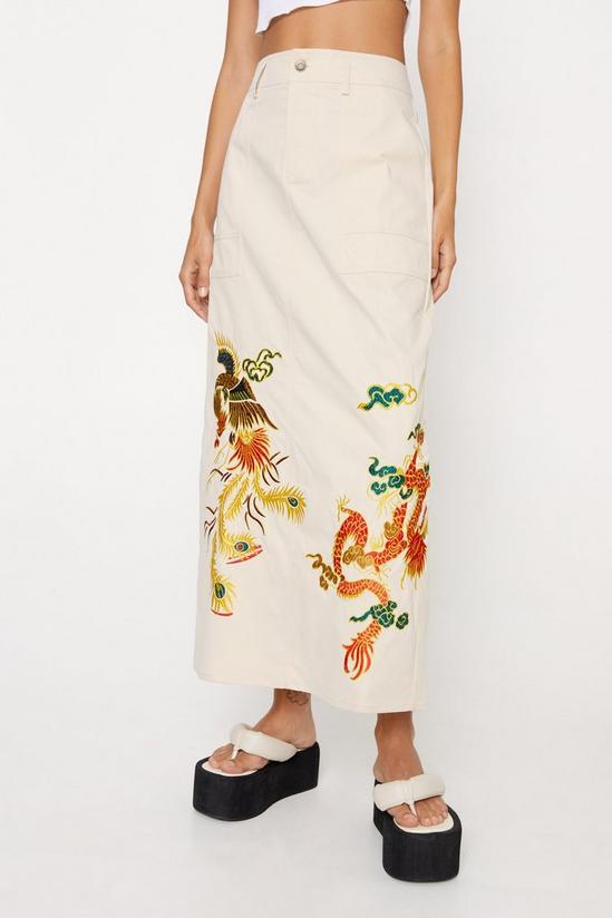 NastyGal Embroidered Twill Maxi Skirt 3