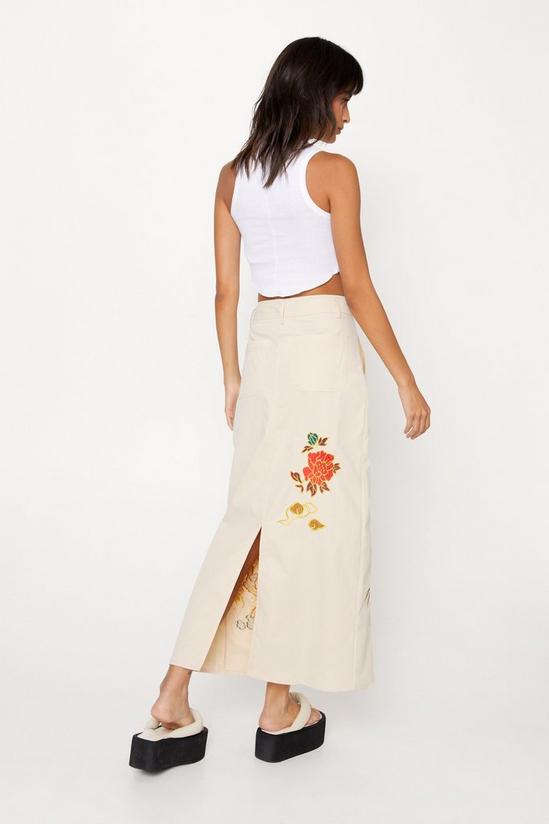 NastyGal Embroidered Twill Maxi Skirt 4
