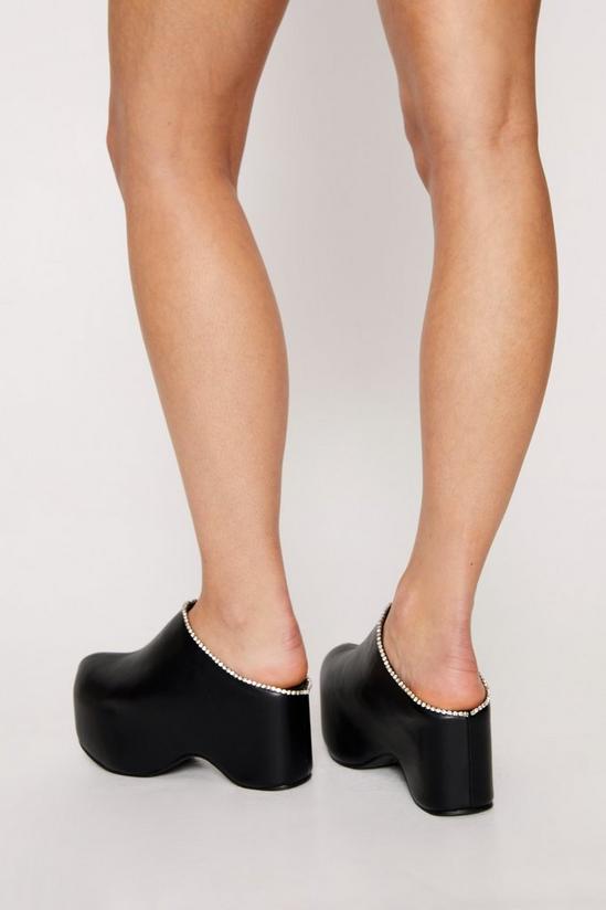 NastyGal Faux Leather Chunky Platform Embellished Clogs 2