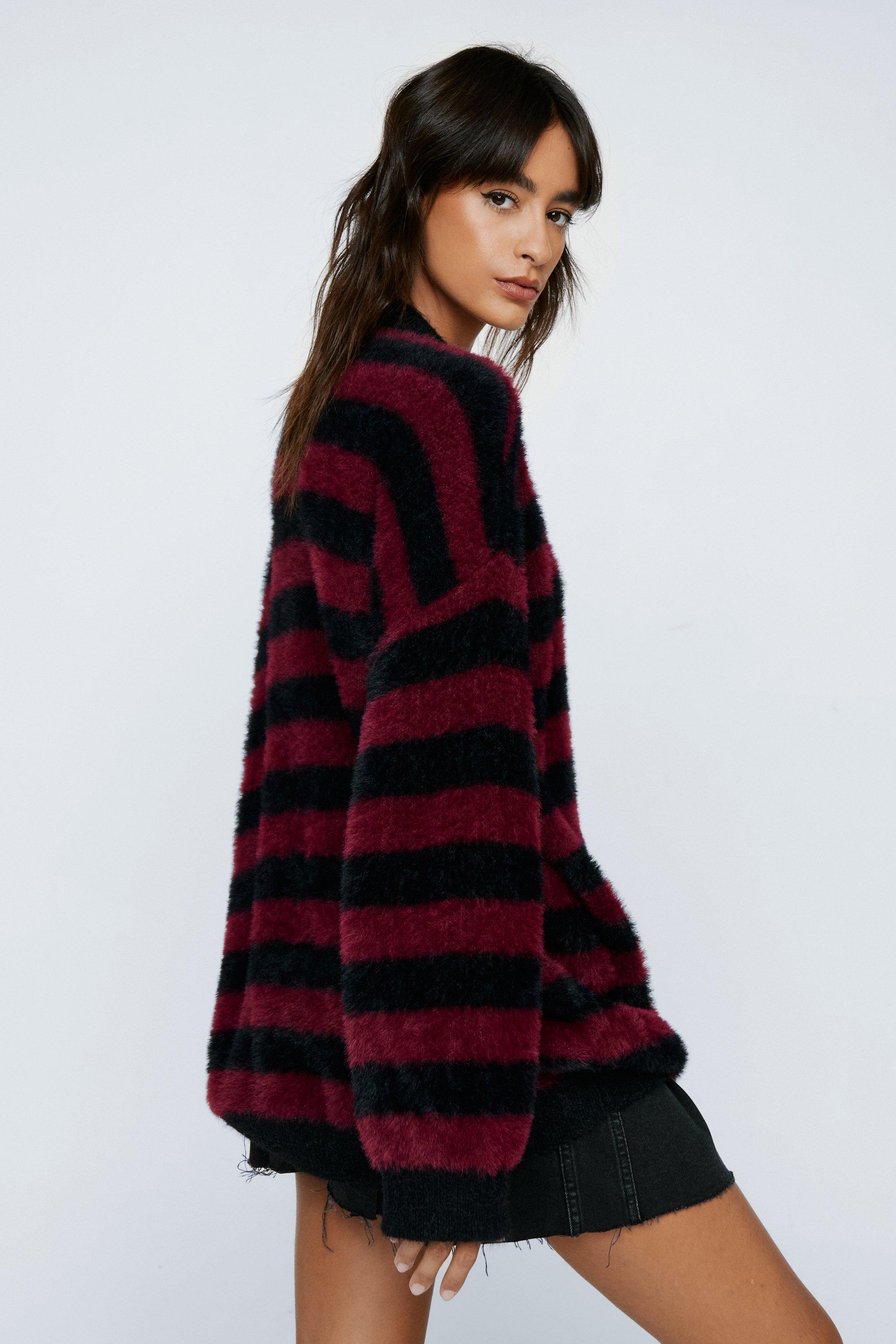 Oversized red and black striped clearance sweater