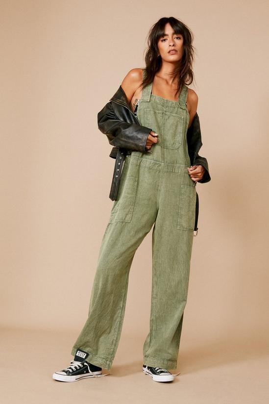 NastyGal Twill Loose Fit Dungarees 1