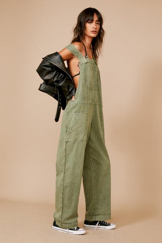 NastyGal Twill Loose Fit Dungarees 4