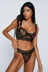 NastyGal Embroidered Daisy Polka Dot Underwire Scallop Lingerie Set thumbnail 1